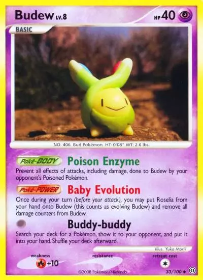 Budew 33/100 Stormfront Pokemon card