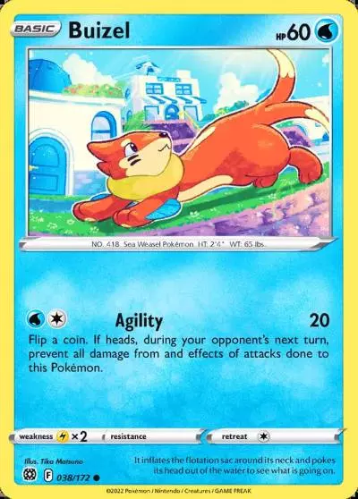 Buizel 38/172 Brilliant Stars Pokemon card