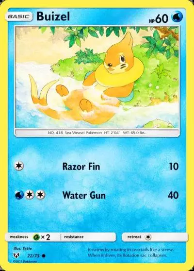 Buizel 22/73 Shining Legends Pokemon card