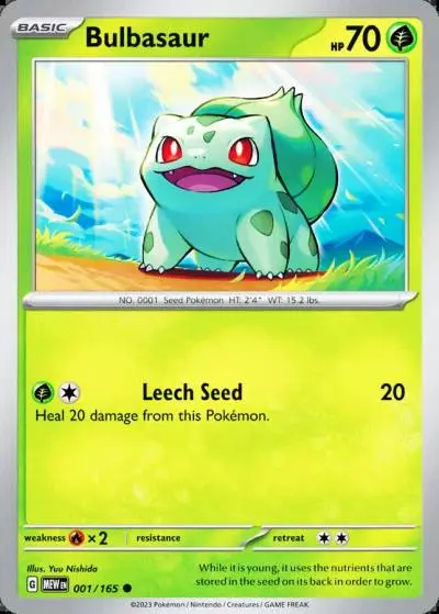 Bulbasaur 1/165 151 Pokemon card