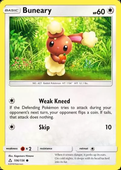 Buneary 106/156 Ultra Prism Pokemon card