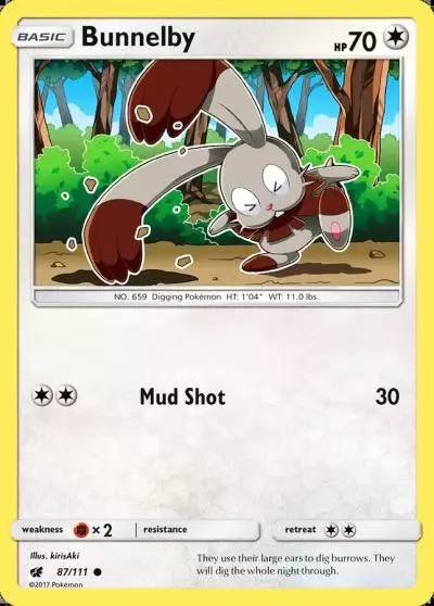 Bunnelby 87/111 Crimson Invasion Pokemon card