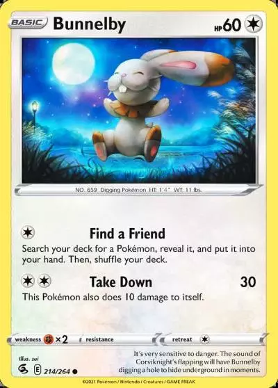 Bunnelby 214/264 Fusion Strike Pokemon card