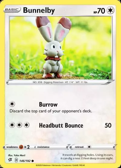 Bunnelby 146/192 Rebel Clash Pokemon card