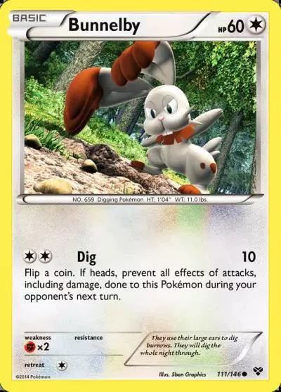 Bunnelby 111/146 XY Pokemon card