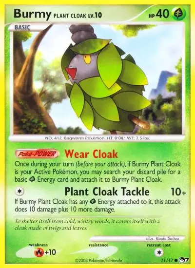Burmy Plant Cloak 11/17 POP Series 7 Pokemon card