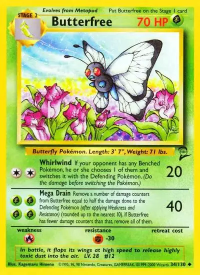 Butterfree 34/130 Base Set 2 Pokemon card