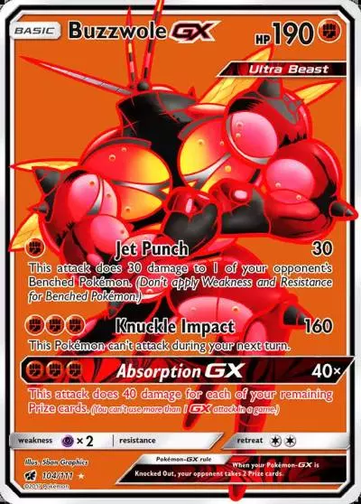 Buzzwole-GX 104/111 Crimson Invasion Pokemon card