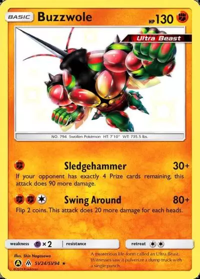 Buzzwole SV24/94 Hidden Fates Shiny Vault Pokemon card