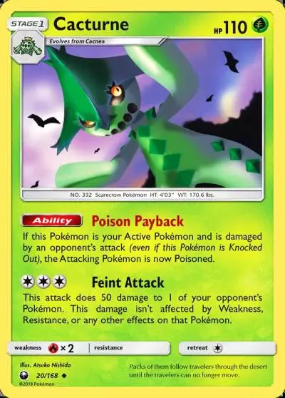 Cacturne 20/168 Celestial Storm Pokemon card