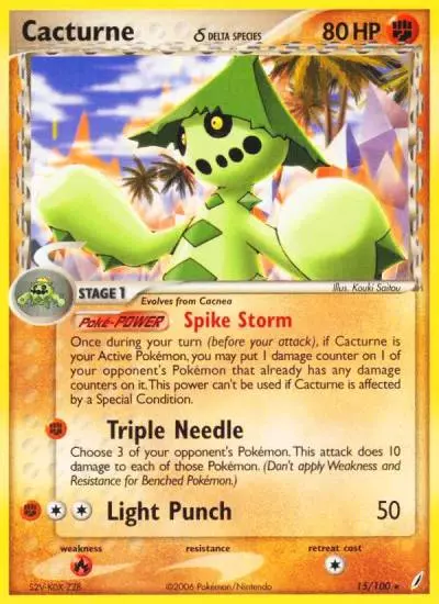Cacturne δ 15/100 Crystal Guardians Pokemon card