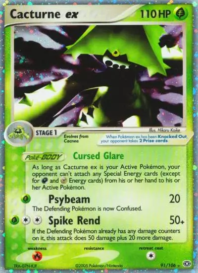 Cacturne ex 91/106 Emerald Pokemon card