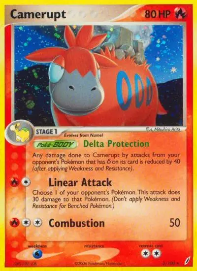 Camerupt 3/100 Crystal Guardians Pokemon card