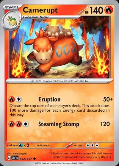 Camerupt 32/197 Obsidian Flames Pokemon card