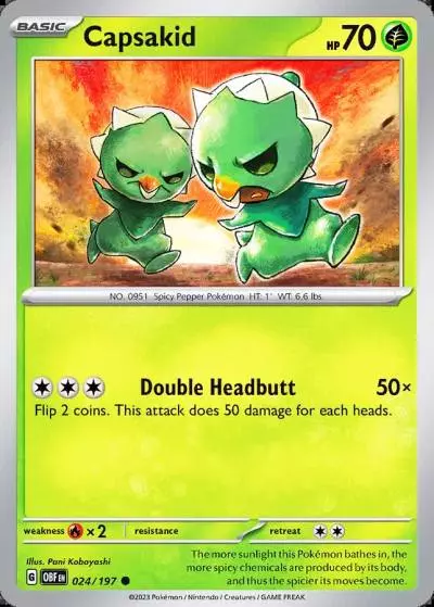 Capsakid 24/197 Obsidian Flames Pokemon card