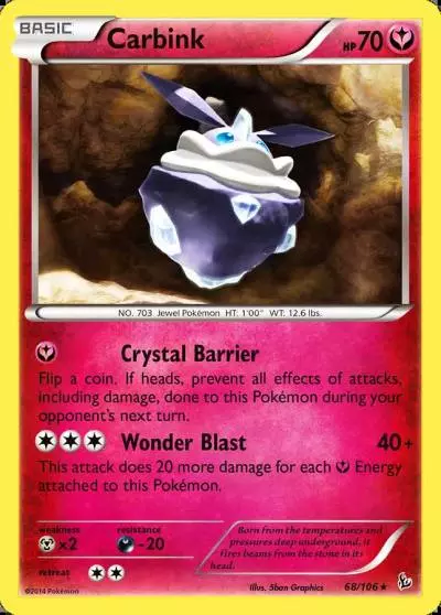 Carbink 68/106 Flashfire Pokemon card