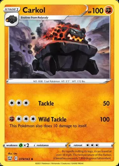 Carkol 79/163 Battle Styles Pokemon card