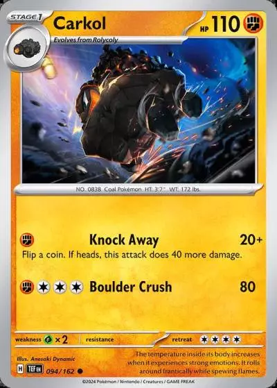 Carkol 94/162 Temporal Forces Pokemon card