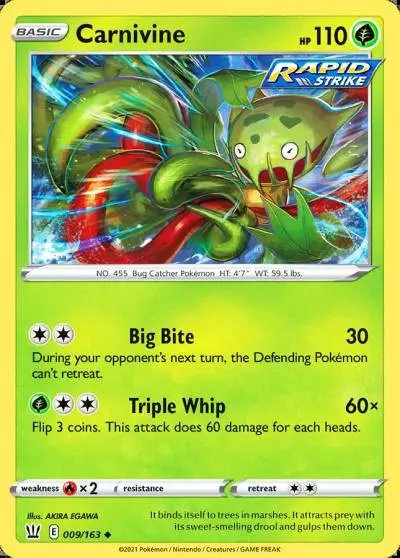 Carnivine 9/163 Battle Styles Pokemon card
