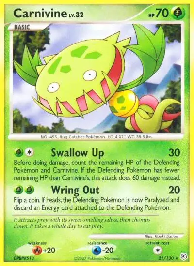 Carnivine 21/130 Diamond & Pearl Pokemon card