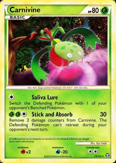 Carnivine 16/102 HS—Triumphant Pokemon card