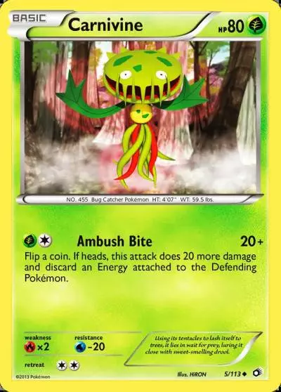 Carnivine 5/113 Legendary Treasures Pokemon card