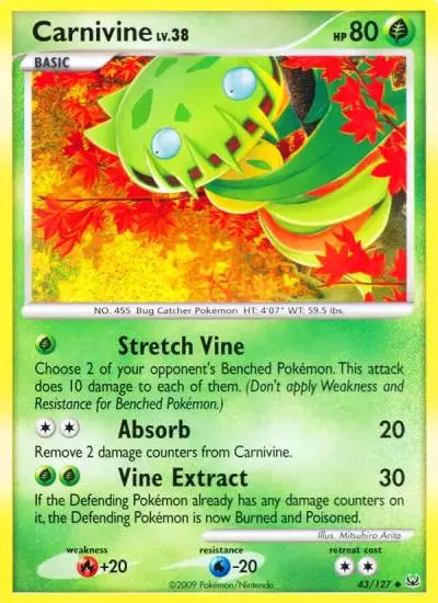 Carnivine 43/127 Platinum Pokemon card