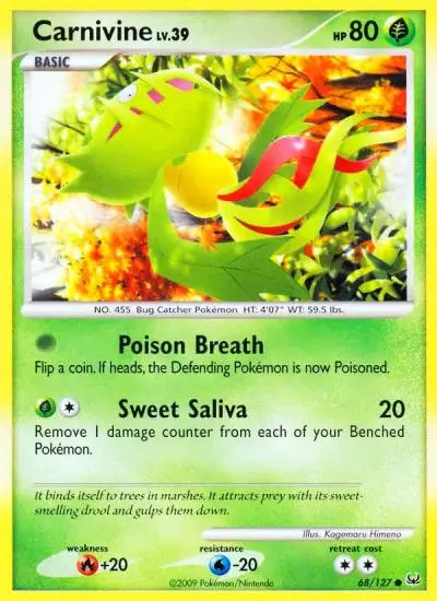 Carnivine 68/127 Platinum Pokemon card