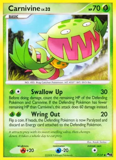 Carnivine 7/17 POP Series 8 Pokemon card