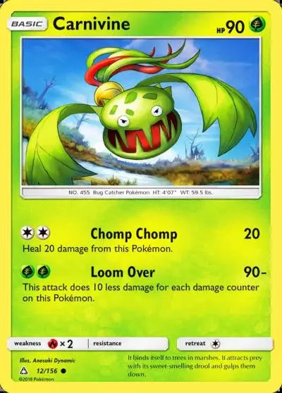 Carnivine 12/156 Ultra Prism Pokemon card