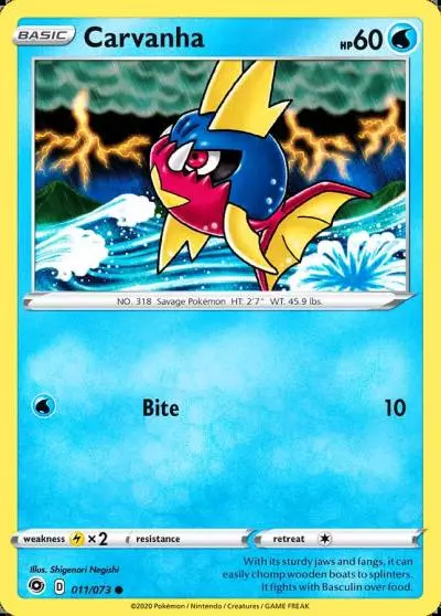 Carvanha 11/73 Champion's Path Pokemon card