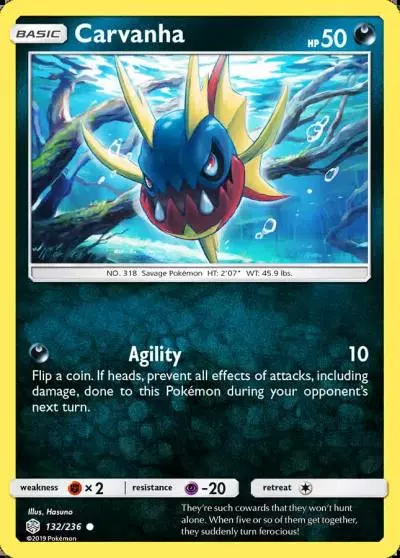 Carvanha 132/236 Cosmic Eclipse Pokemon card
