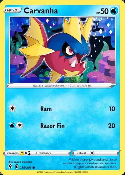 Carvanha 35/203 Evolving Skies Pokemon card