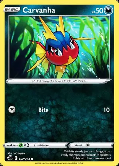 Carvanha 162/264 Fusion Strike Pokemon card