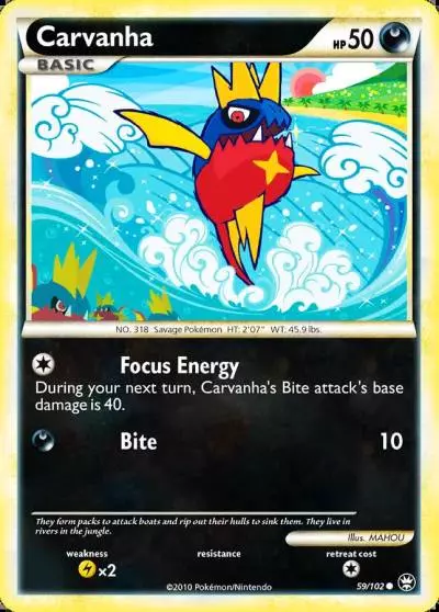 Carvanha 59/102 HS—Triumphant Pokemon card