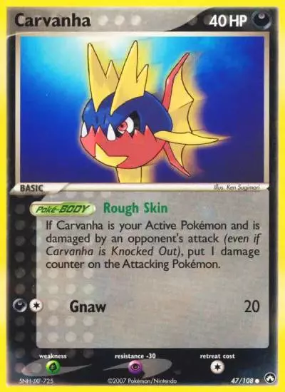 Carvanha 47/108 Power Keepers Pokemon card