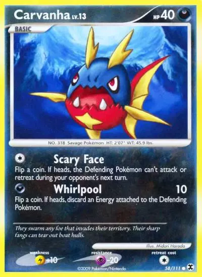 Carvanha 58/111 Rising Rivals Pokemon card