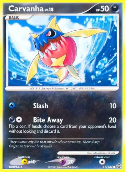 Carvanha 81/132 Secret Wonders Pokemon card