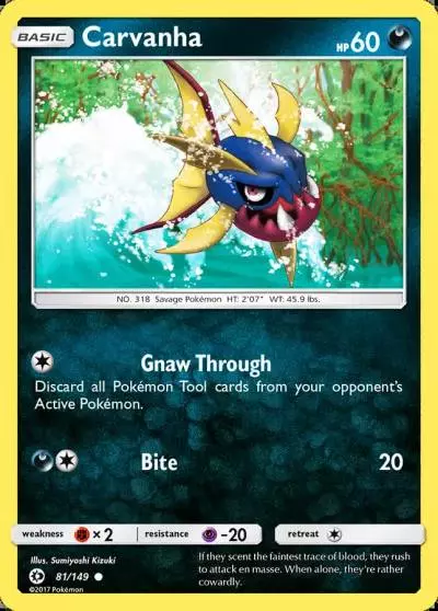 Carvanha 81/149 Sun & Moon Pokemon card