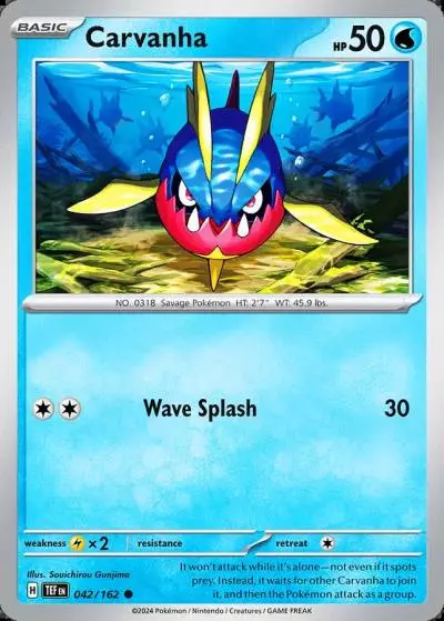 Carvanha 42/162 Temporal Forces Pokemon card