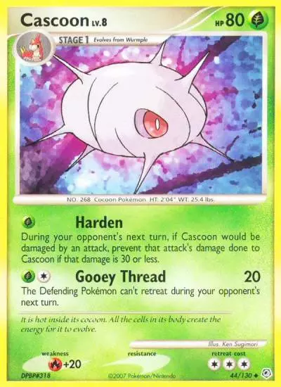 Cascoon 44/130 Diamond & Pearl Pokemon card