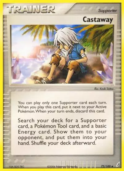 Castaway 72/100 Crystal Guardians Pokemon card