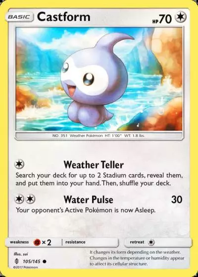 Castform 105/145 Guardians Rising Pokemon card