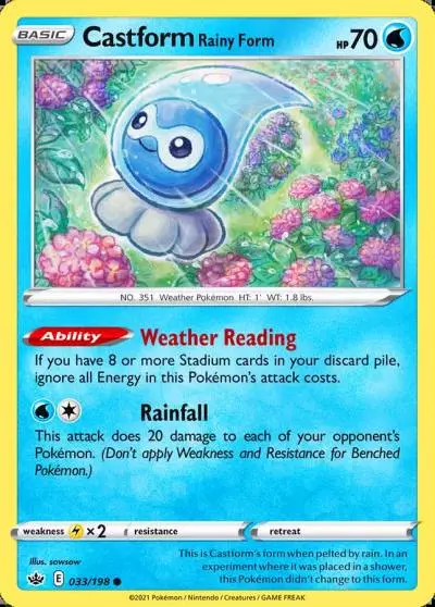 Castform Rainy Form 33/198 Chilling Reign Pokemon card