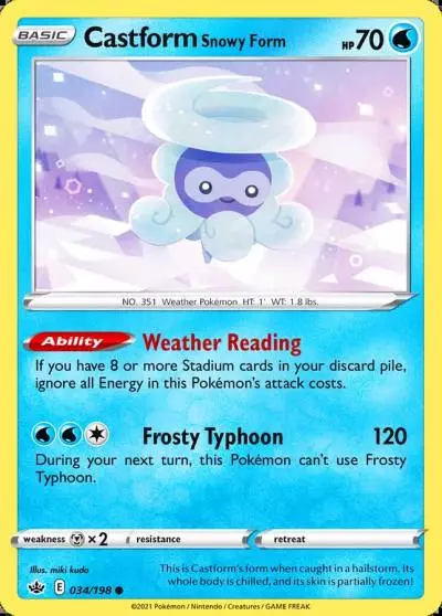 Castform Snowy Form 34/198 Chilling Reign Pokemon card