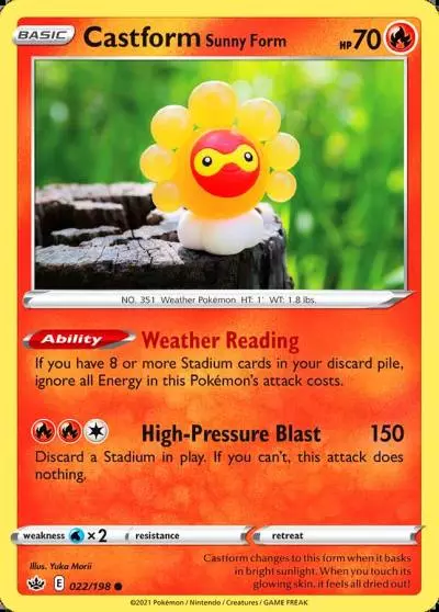 Castform Sunny Form 22/198 Chilling Reign Pokemon card
