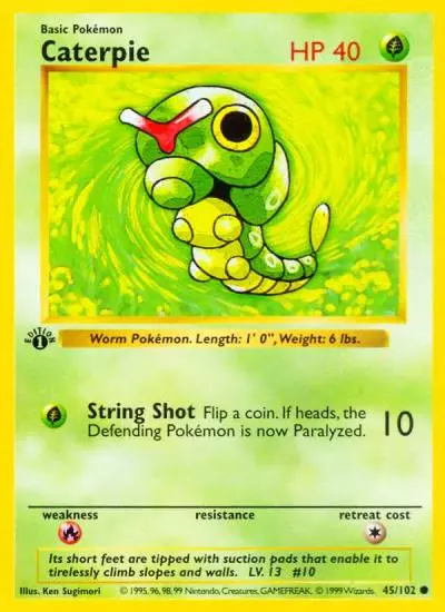 Caterpie 45/102 Base Pokemon card