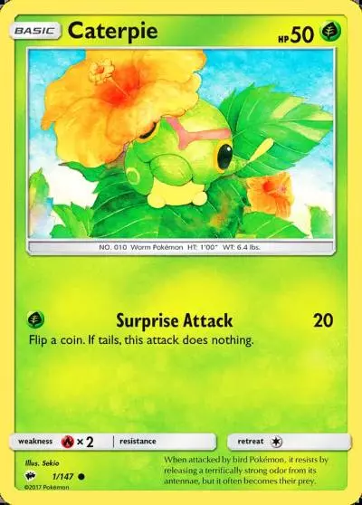 Caterpie 1/147 Burning Shadows Pokemon card