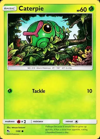 Caterpie 1/68 Hidden Fates Pokemon card
