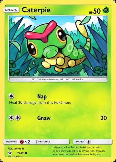 Caterpie 1/149 Sun & Moon Pokemon card